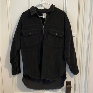 Black corduroy shacket aerie